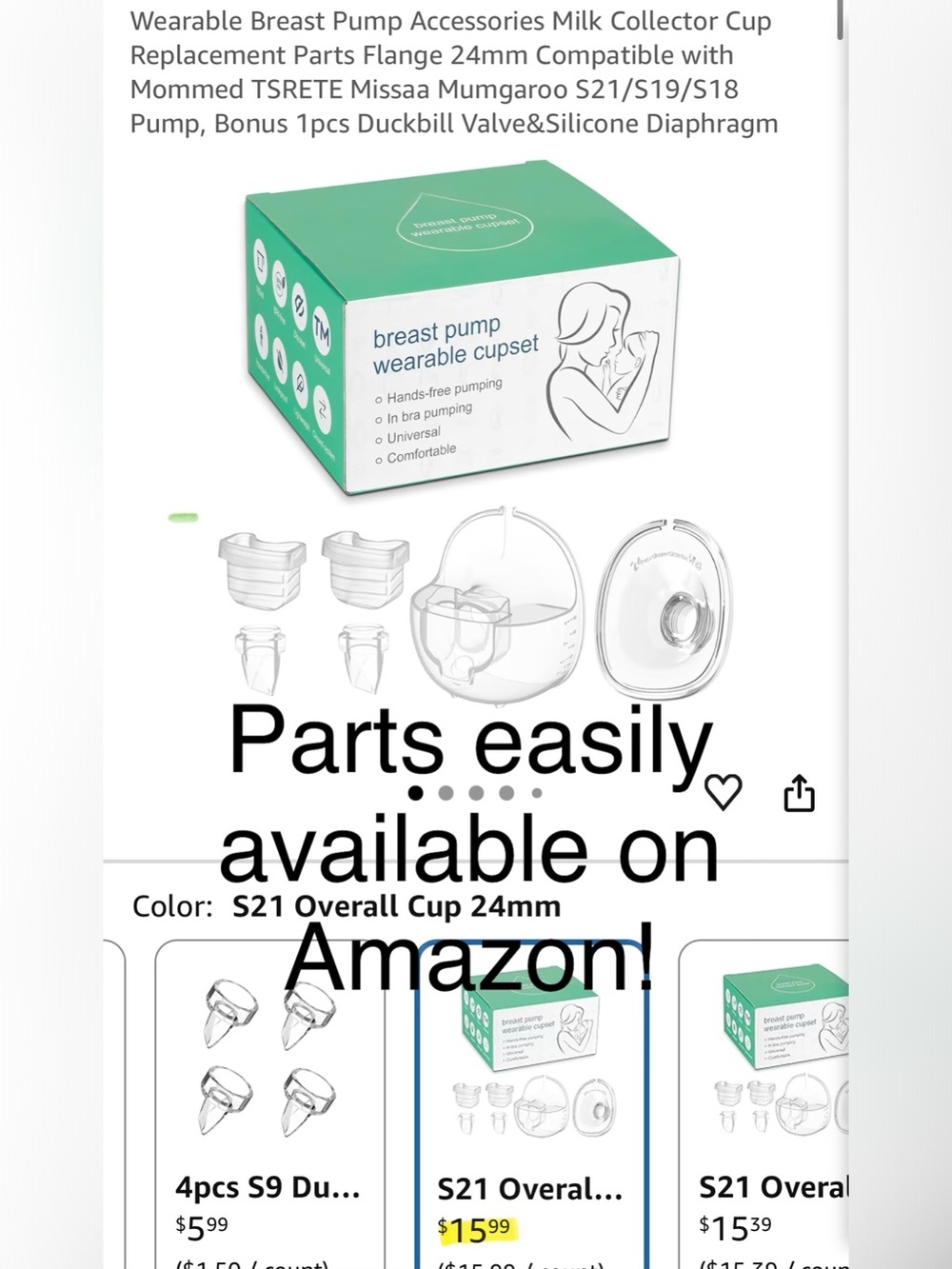 Mommed Wearable portable in-bra Breast Pump - pumps only - Picture 6 of 6